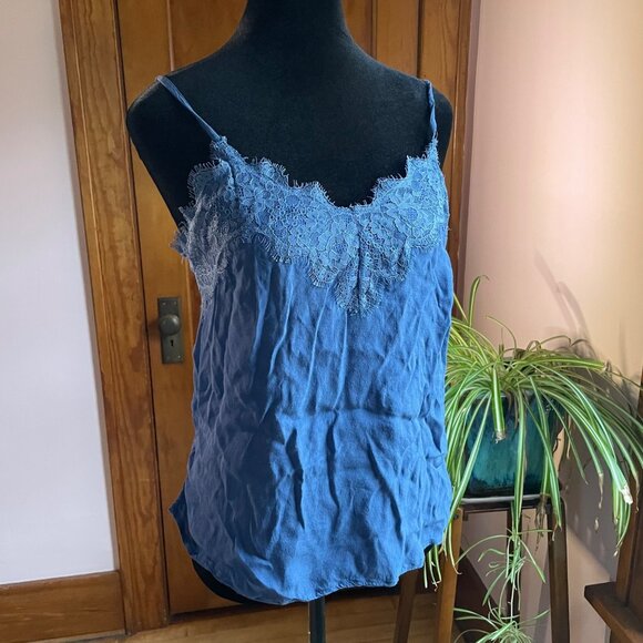 Abercrombie & Fitch Blue Lace Cami Tank Top Small Coquette Y2K Quiet Luxury - Picture 1 of 7